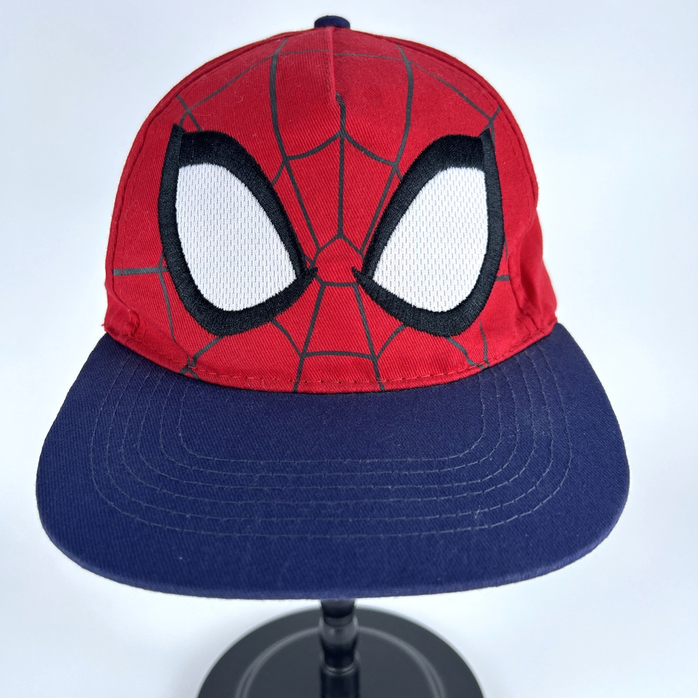 Marvel Spiderman Face Baseball Hat Red/Blue Adjustable Cloth Band Unisex
